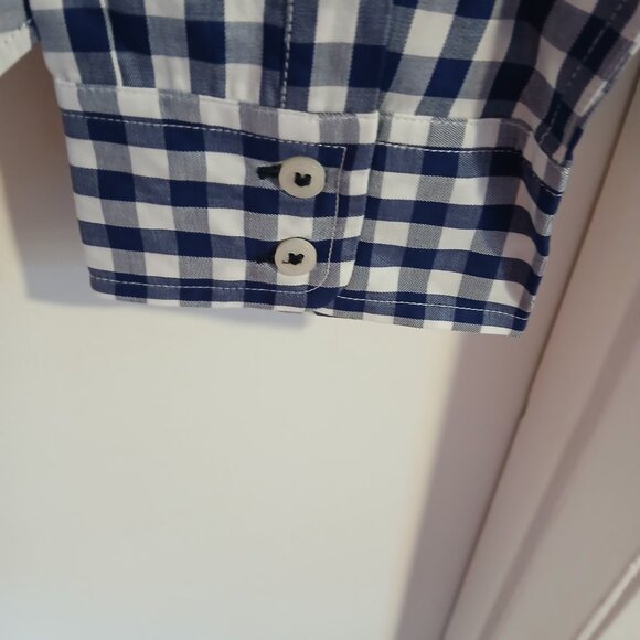 Untuckit Belleza Women's Button Up Long Sleeve Blue Gingham Shirt SZ 4 - Picture 2 of 7